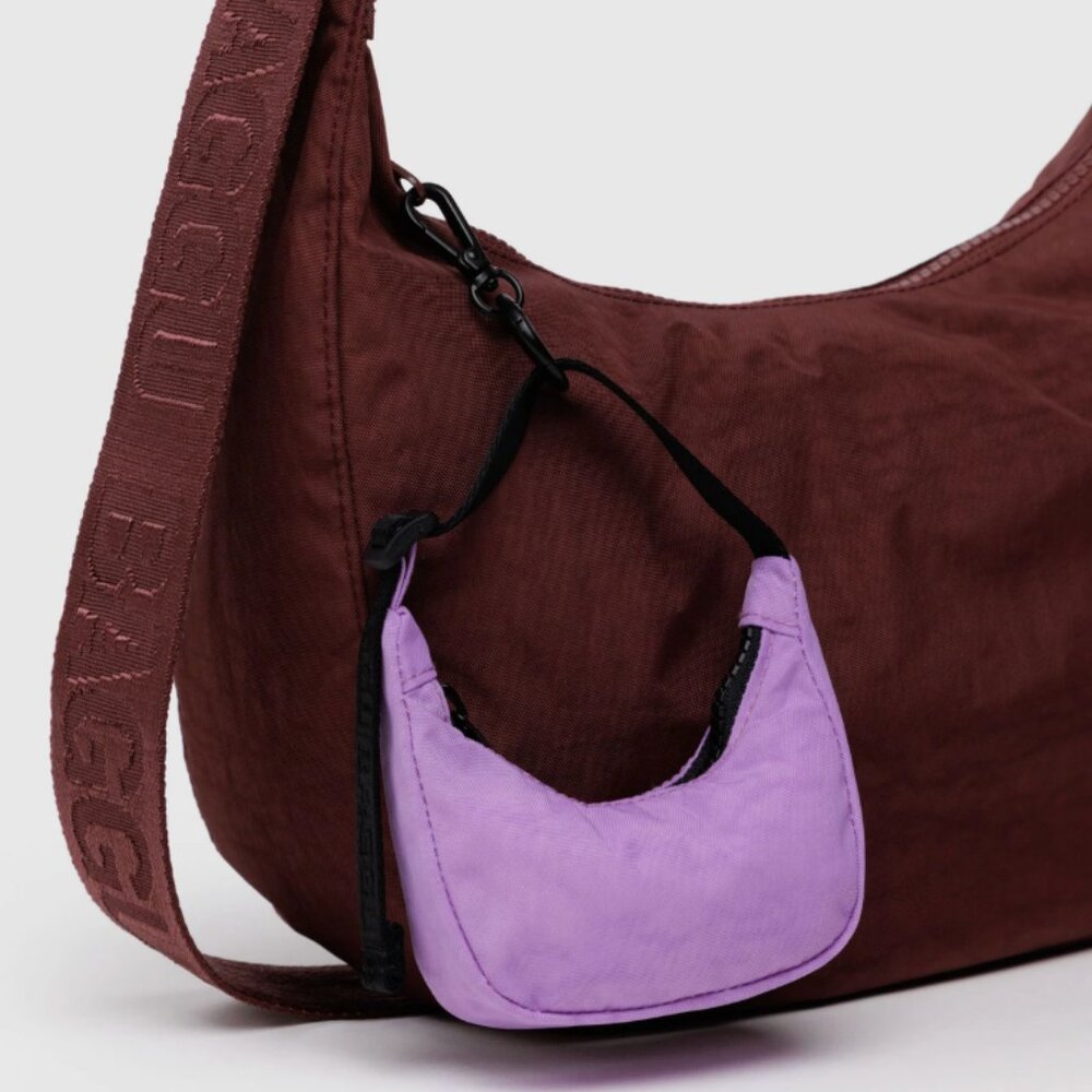 BAGGU Nylon Rose Color Zipper Crescent Bag Charm 4"w x 1"d x 2.3"h
